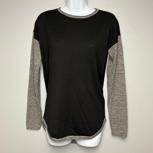 Smartwool Black Grey Neutral Minimalist Colorblock Round Hem Sweater Womens Sz S - Picture 1 of 5